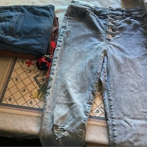 Express Light-Jeans, Dark-Short Jeans, + Brown Pants [BUNDLE]